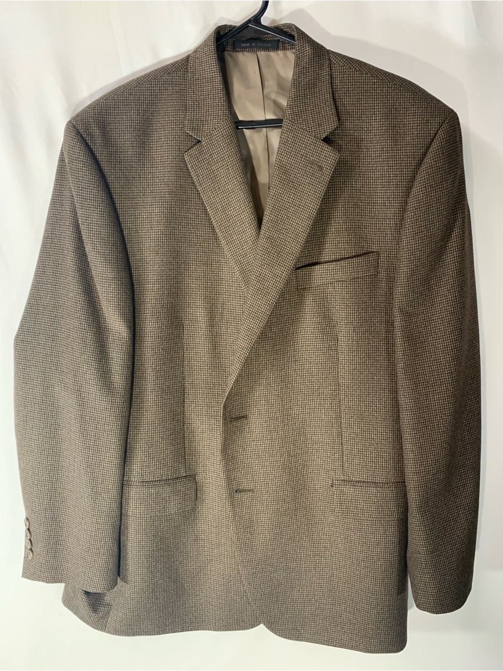 Chaps Tan/Brown Micro-Check Sport Coat 46R Blazer Business Casual Interview